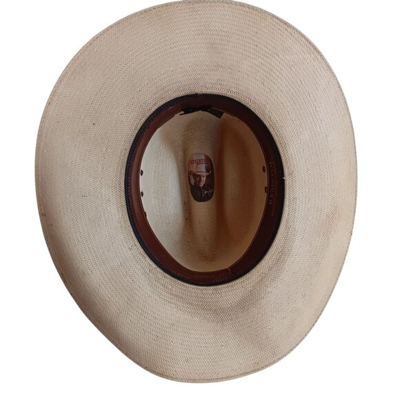 7 1/8 George Strait Resistol Mens Straw Cowboy Hat Vintage 1990's Western Oval - Picture 5 of 16